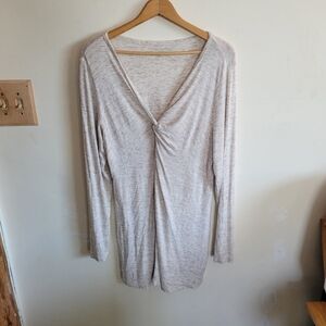 SOFT Surroundings Long Sleeve Tunic Front Twist Heather Off White Stretch Large